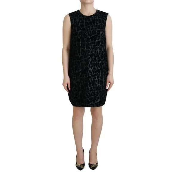Dolce & Gabbana | Dresses | Dolce Gabbana Black Leopard Shift Mini  Polyester Dress | Poshmark